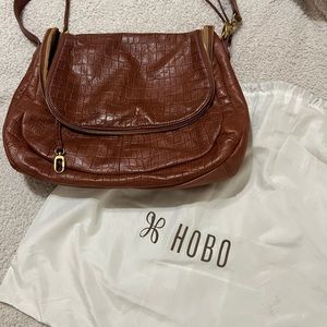 HOBO Brown Croc-Embossed Leather Crossbody Bag